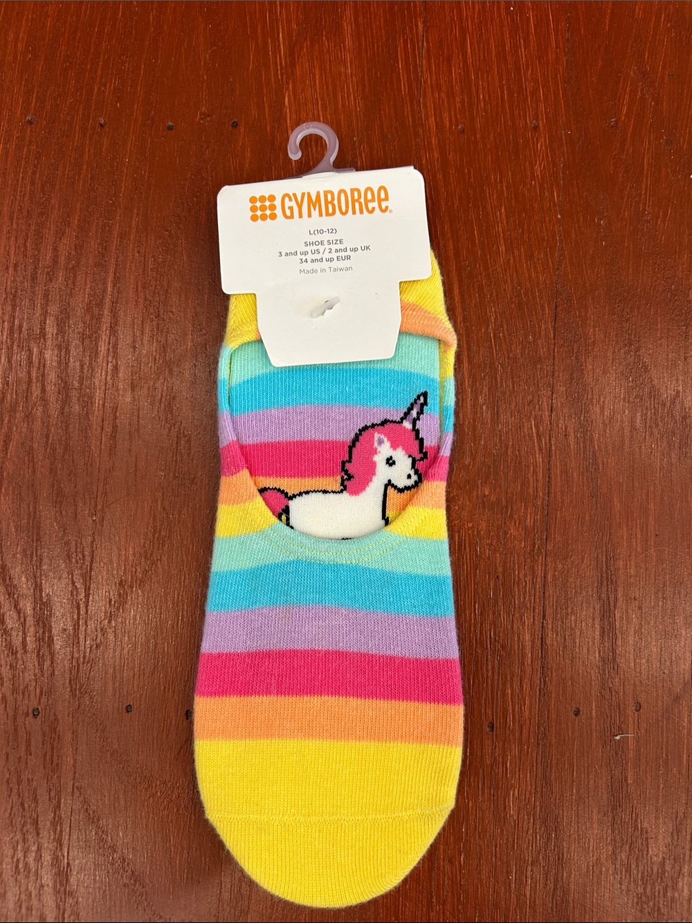 Gymboree Rainbow Stripe No-Show Socks with Unicorn - Yellow, Pink, Blue